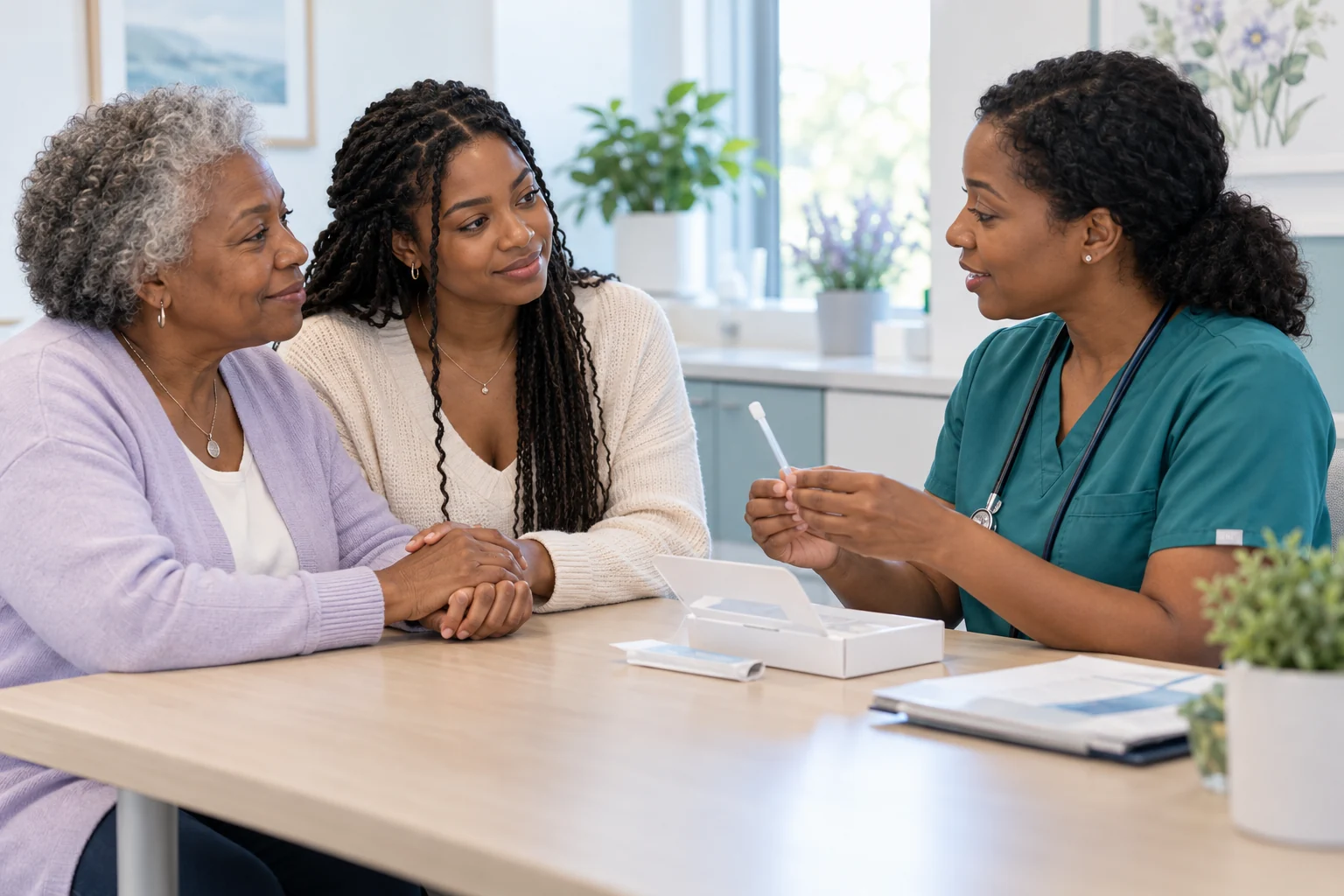 Illustrative family consultation about DNA testing with a collection professional